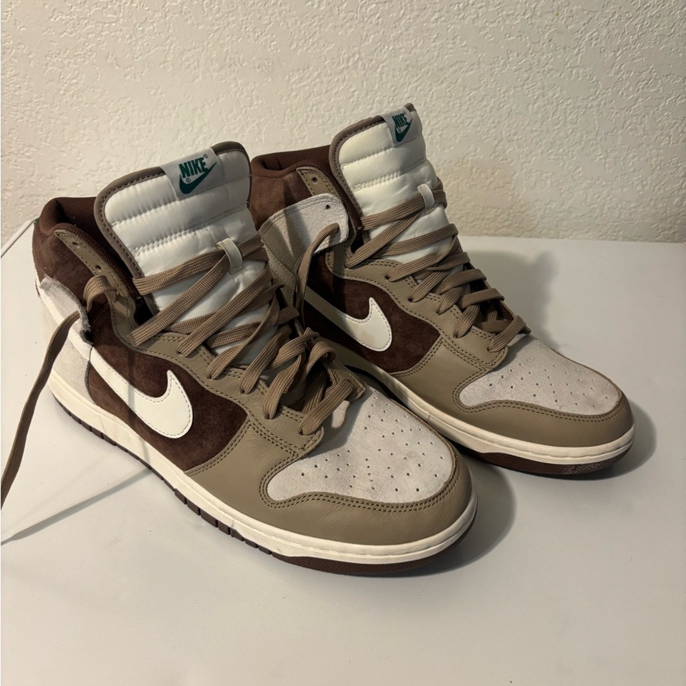 Nike Dunk Hi Brown Tan Leather and Cream Sneakers